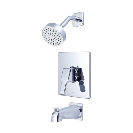 OLYMPIA FAUCETS Single Handle Tub/Shower Trim Set, Wallmount, Polished Chrome, Style: Modern T-2390